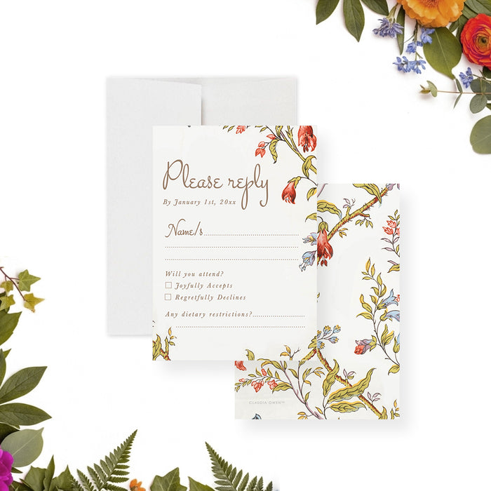 Wedding Invitation Vintage Botanical Floral Garden Invite
