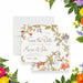 Vintage botanical wedding save the date card with floral garden design, delicate illustrated flowers, and elegant script text-front-back