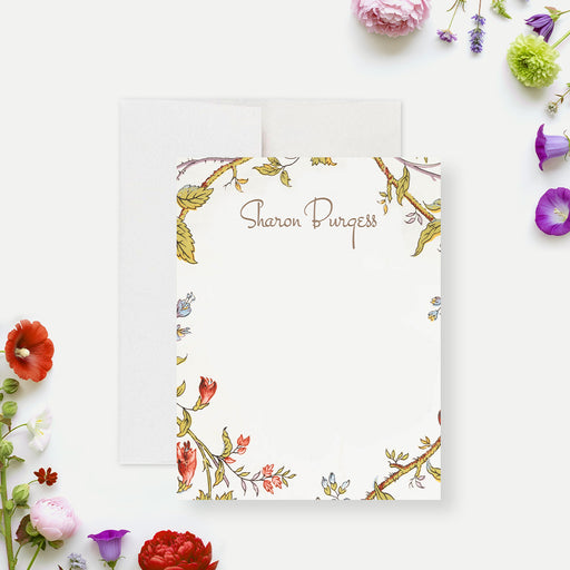 Vintage botanical thank you card featuring delicate floral illustrations with elegant lettering, perfect for wedding thank you notes or everyday stationery-front