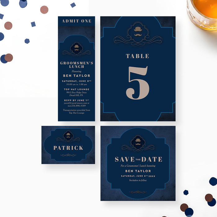 Vintage Groomsmen Lunch Invitation Bachelor Party Invite