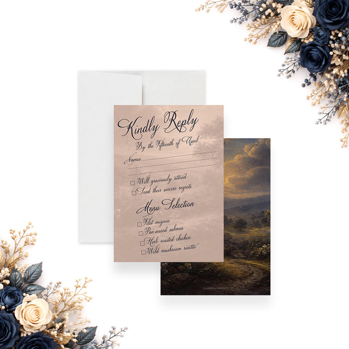 Personalized Vintage Oil Painting Black Tie Charity Gala Invitation