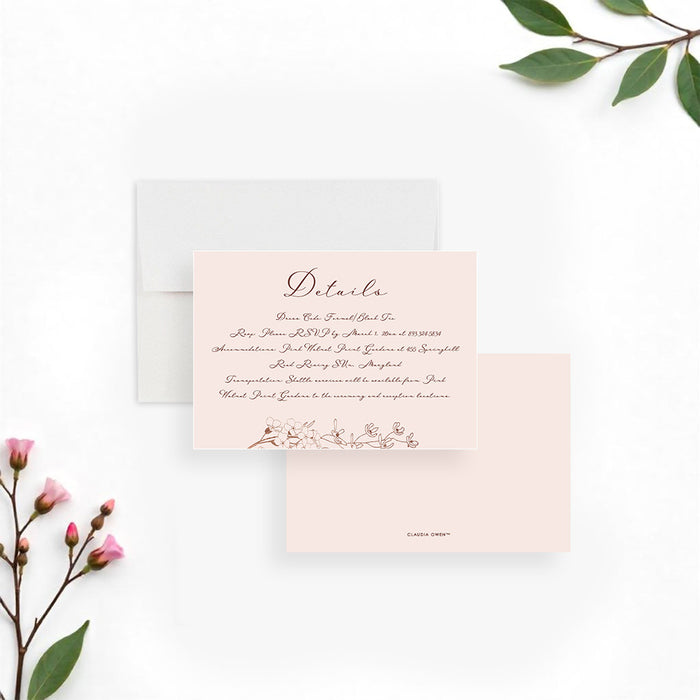 Floral Wedding Invitation Blush Pink Vintage Garden Invite