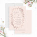 blush pink floral wedding invitation with a vintage botanical wreath design for a romantic garden wedding-front-back