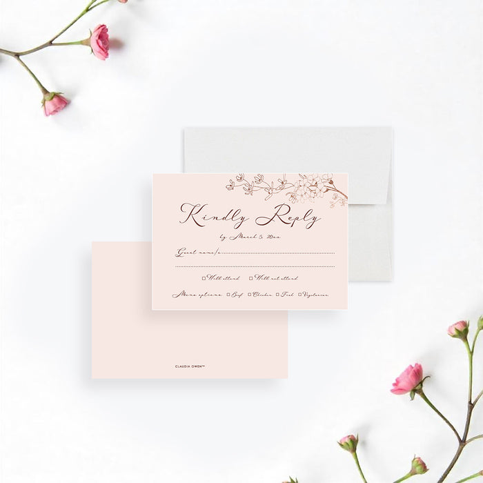 Floral Wedding Invitation Blush Pink Vintage Garden Invite