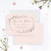 blush pink floral save the date card with a vintage botanical wreath design for a romantic garden wedding ceremony-front-back