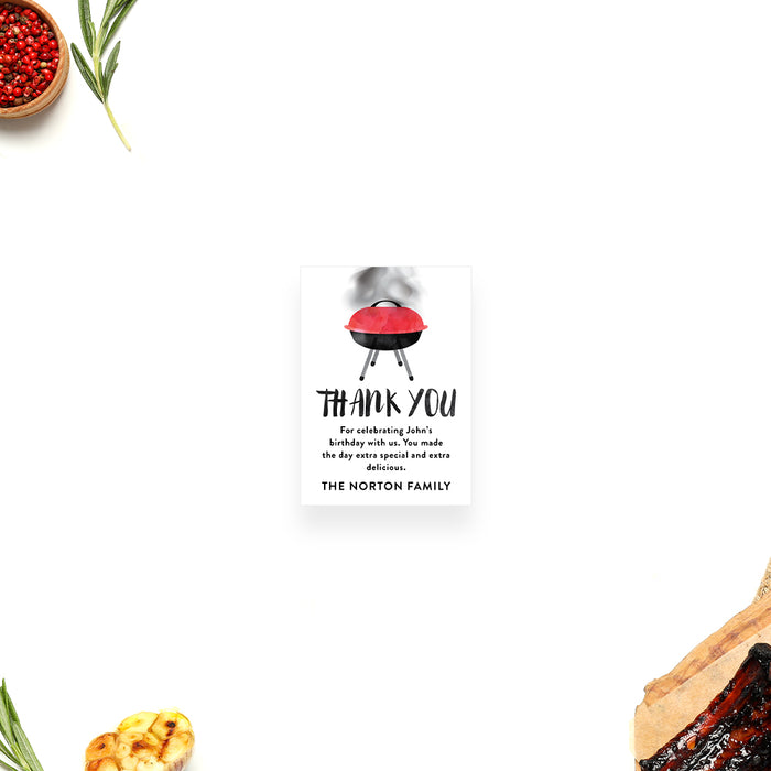 Personalized Watercolor BBQ Birthday Party Invitation with Grill
