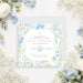 Personalized blue and green floral Bat Mitzvah save the date with Star of David, honoree name and ceremony date-front