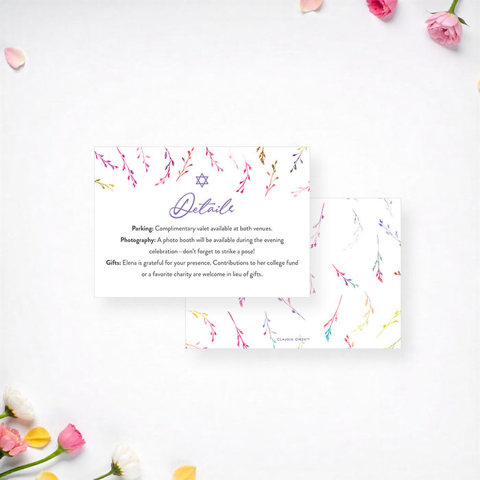 Personalized Colorful Watercolor Wildflower Bat Mitzvah Invitation
