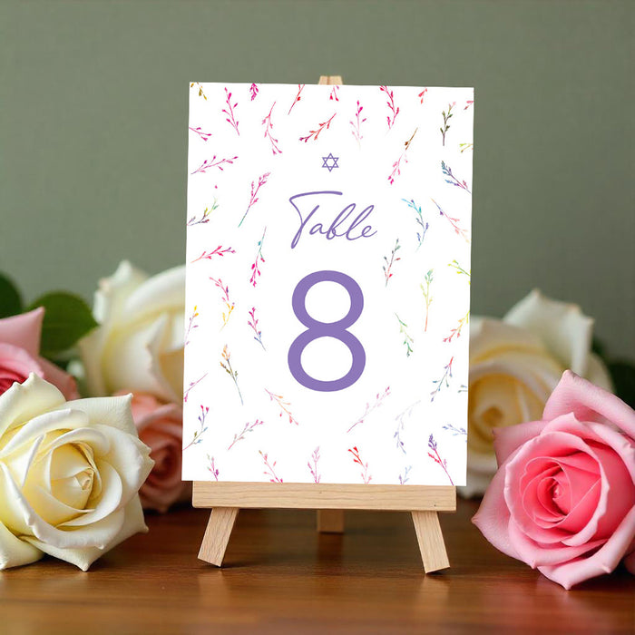 Personalized Colorful Watercolor Wildflower Bat Mitzvah Invitation