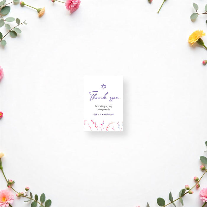 Personalized Colorful Watercolor Wildflower Bat Mitzvah Invitation