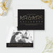 Personalized Mr. and Mrs. wedding announcement card with black and gold design and photo for newlyweds-front-back