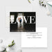 wedding announcement photo card with custom couple photo, large Love lettering, and personalized marriage details-front-back