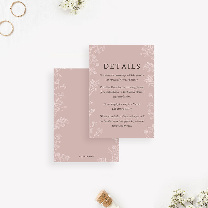 Blush Pink Floral Wedding Invitation, Customizable Garden Wedding Invites, Spring Wedding Stationery Set