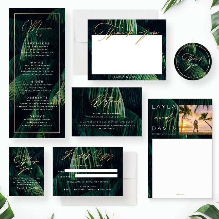 Tropical Palm Wedding Invitation Elegant Botanical Design