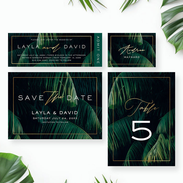 Tropical Palm Wedding Invitation Elegant Botanical Design