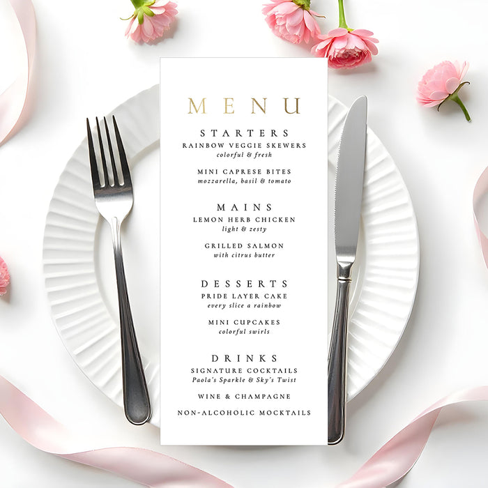 Photo Wedding Invitation with White and Gold Design Personalized Card