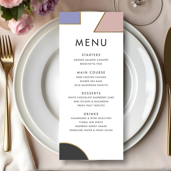 Geometric Wedding Invitation with Modern Color Block Design