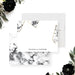 Personalized marble wedding note card with black and white geometric design and gold accents-front-back