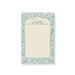 Vintage blue botanical personalized wedding notepad with a floral border and custom names on an ivory background