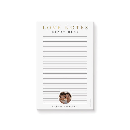 Personalized notepad with a couple's image and elegant design, romantic wedding stationery favor
