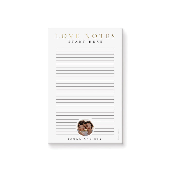 Personalized notepad with a couple's image and elegant design, romantic wedding stationery favor