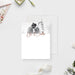 White wedding thank you note card with a black and white couple's photo and copper-colored script names below it.