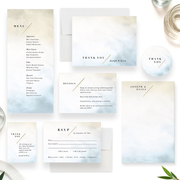 Wedding Rehearsal Dinner Invitation Elegant Watercolor Design