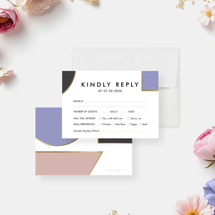 Geometric Wedding Invitation with Modern Color Block Design