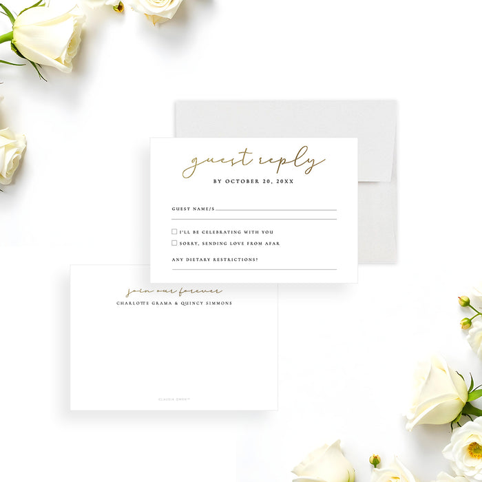 Personalized Wedding Photo Invitation Elegant Gold Typography