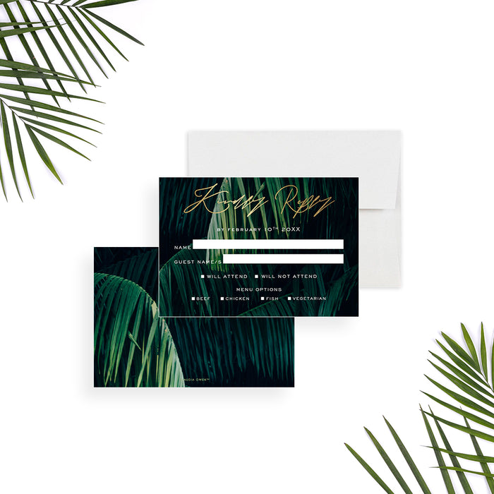 Tropical Palm Wedding Invitation Elegant Botanical Design