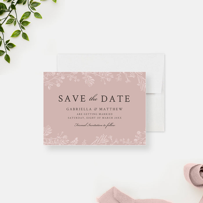 Blush Pink Floral Wedding Invitation, Customizable Garden Wedding Invites, Spring Wedding Stationery Set