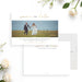 Photo save the date wedding card with gold typography on a white background-front-back