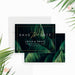 Tropical botanical save the date card with palm leaf design and gold frame, personalized wedding pre-invitation-front-back