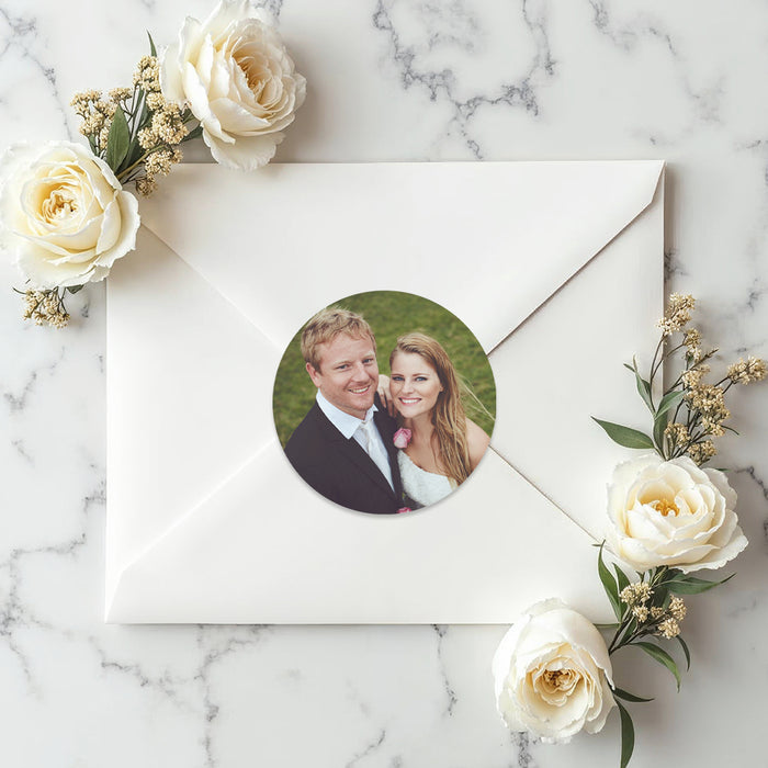 Personalized Wedding Photo Invitation Elegant Gold Typography