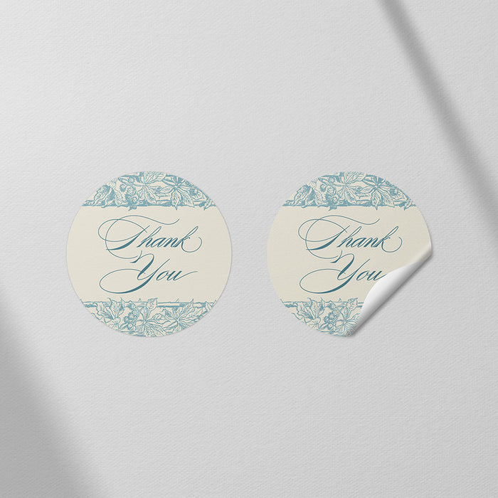 Vintage Blue Botanical Wedding Invitation with Floral Frame