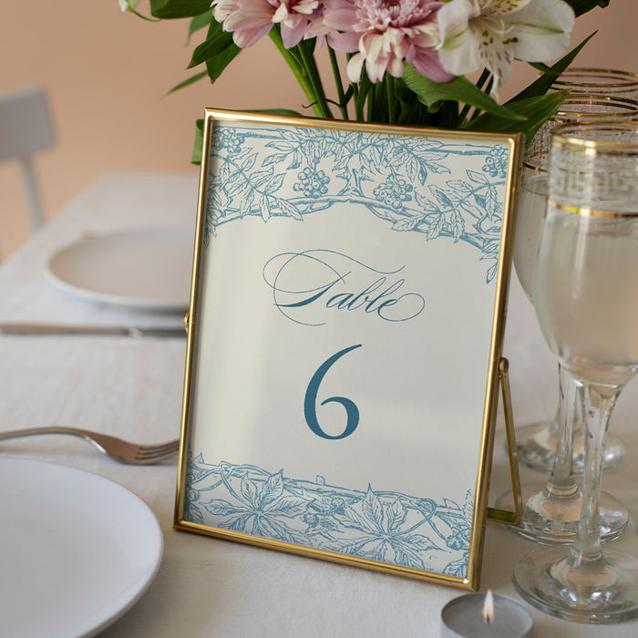 Vintage Blue Botanical Wedding Invitation with Floral Frame