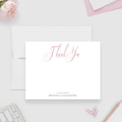Personalized note card for brides and newlyweds in pink tones