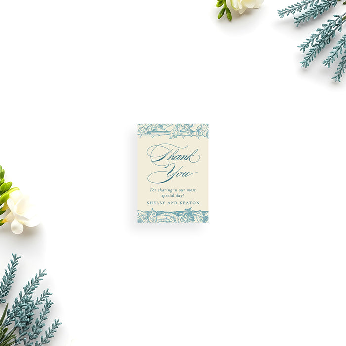 Vintage Blue Botanical Wedding Invitation with Floral Frame