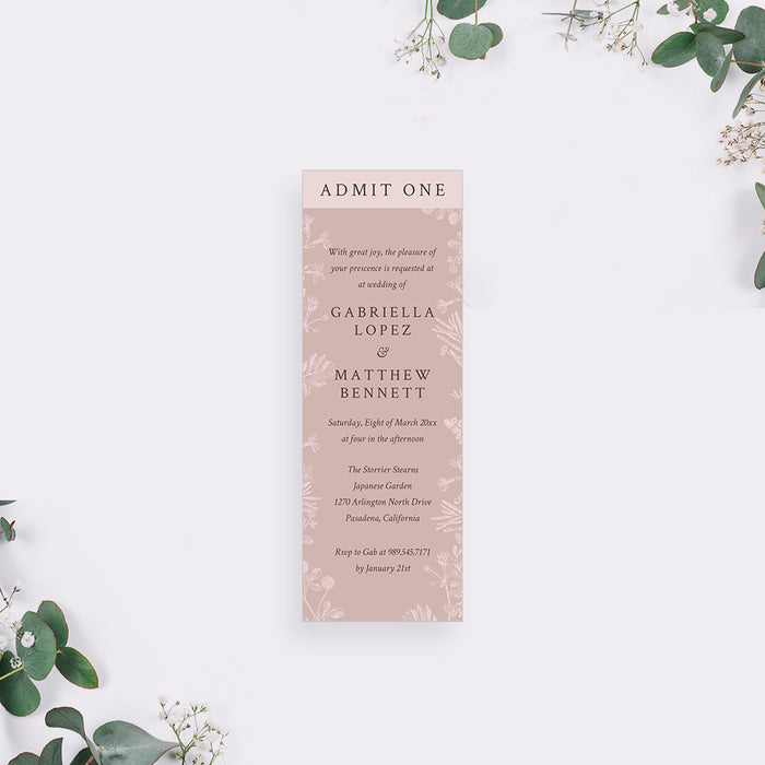 Blush Pink Floral Wedding Invitation, Customizable Garden Wedding Invites, Spring Wedding Stationery Set