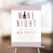 wine tasting welcome sign for an adult birthday party with wine bottle design and burgundy striped accents