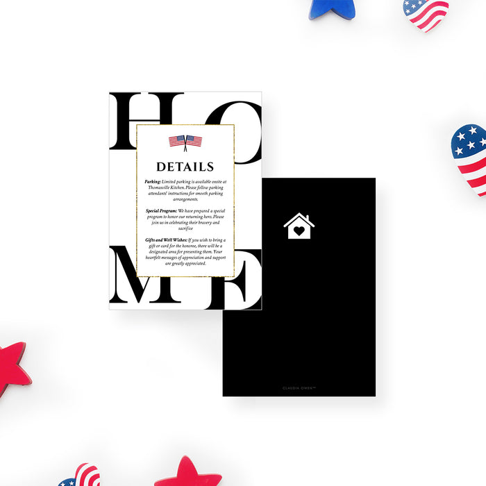 Welcome Home Party Invitation Card with US Flag, Military Homecoming Invitations, Welcome Home Party from Deployment