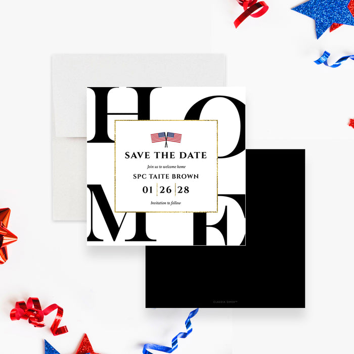 Welcome Home Party Invitation Card with US Flag, Military Homecoming Invitations, Welcome Home Party from Deployment