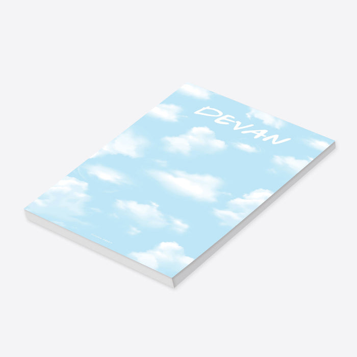 Personalized Blue Sky Notepad with Fluffy White Clouds, Cute Cloud-themed Writing Pad, Sky Inspired Birthday Notepad Favor