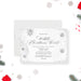 White Christmas party invitation featuring silver snowflakes for elegant holiday events-front
