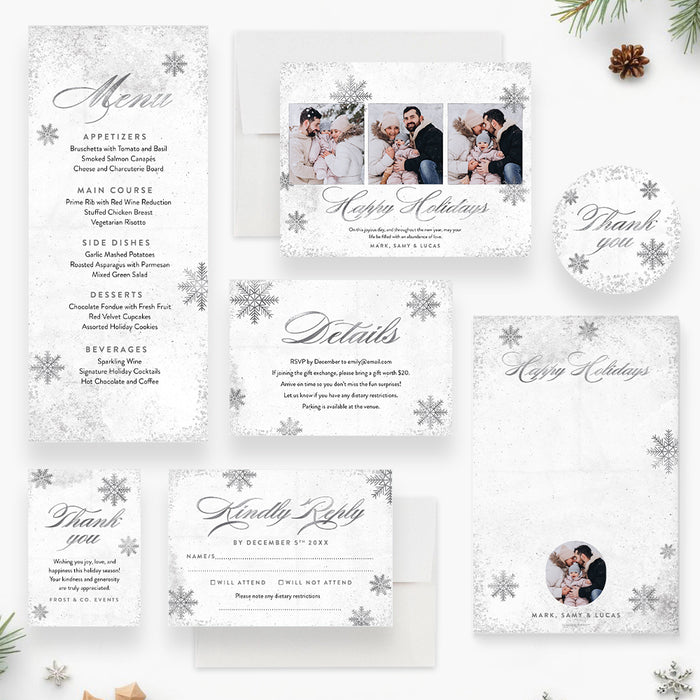 White Christmas Party Invitation Elegant Winter Gala Design