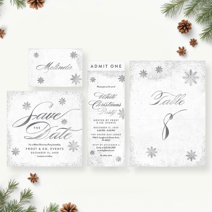 White Christmas Party Invitation Elegant Winter Gala Design