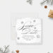 White and silver Christmas save the date card with winter snowflake design-front
