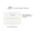 Optional return address printing example on a white envelope for white script thank you cards with fabric print.