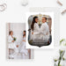 wife and wife photo wedding announcement card with custom couple photo, elegant white border, script lettering, and personalized details-front-back