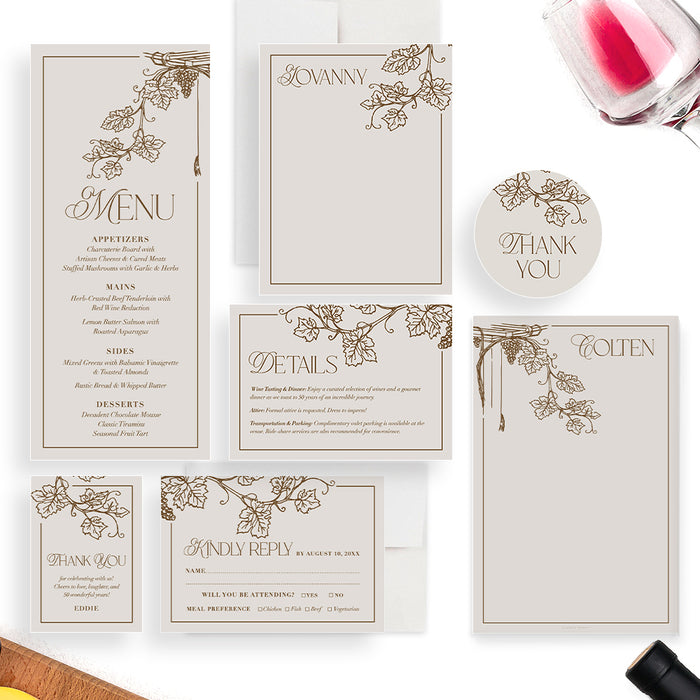 Aged to Perfection Invitation Elegant Wine Birthday Card